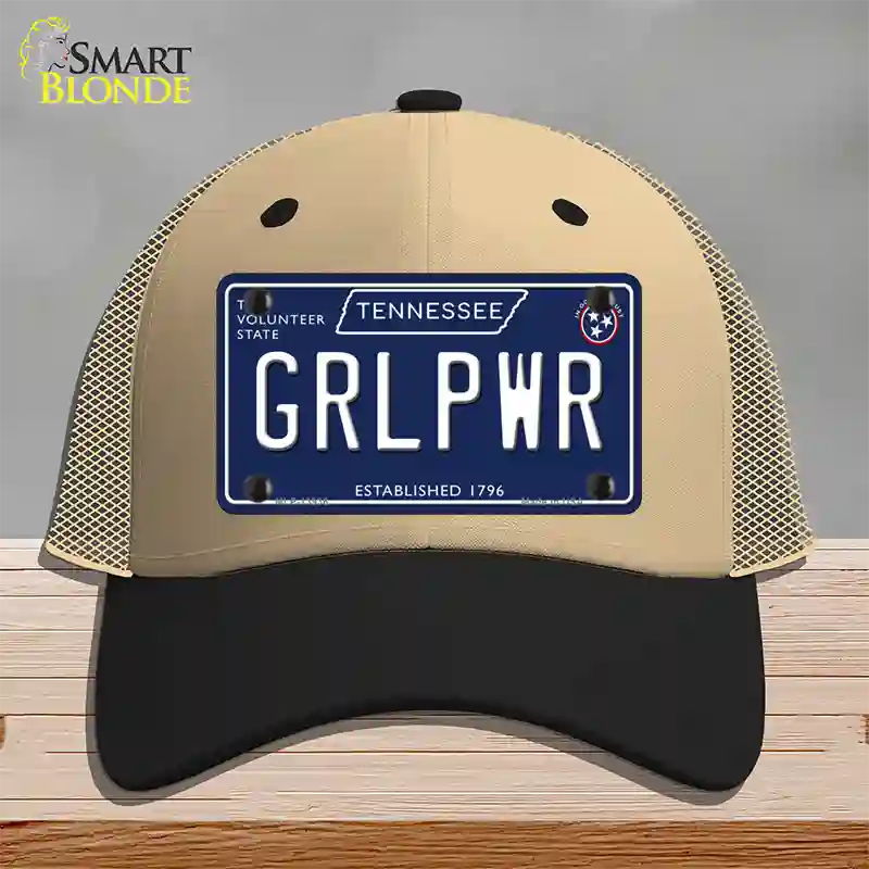 Grlpwr Tennessee Blue Novelty License Plate Hat Tag Mesh / Khaki|Black