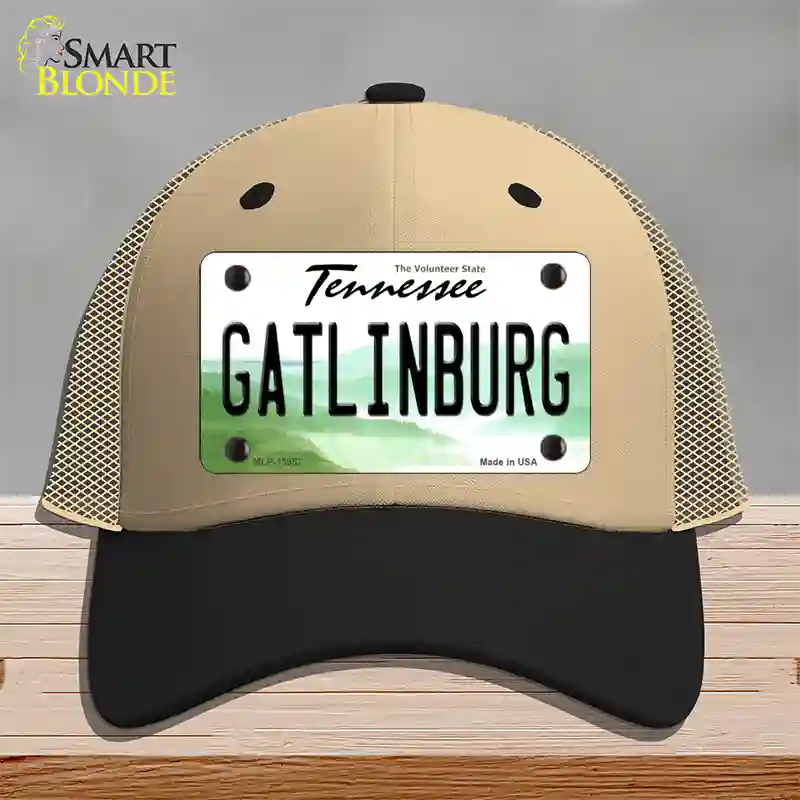 Gatlinburg Tennessee Novelty License Plate Hat Tag Mesh / Khaki|Black