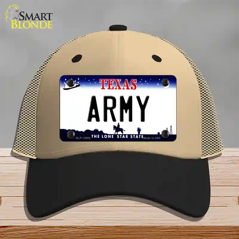 Texas Army Novelty License Plate Hat Tag Mesh / Khaki|Black