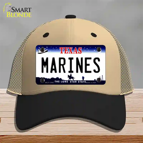 Texas Marines Novelty License Plate Hat Tag Mesh / Khaki|Black