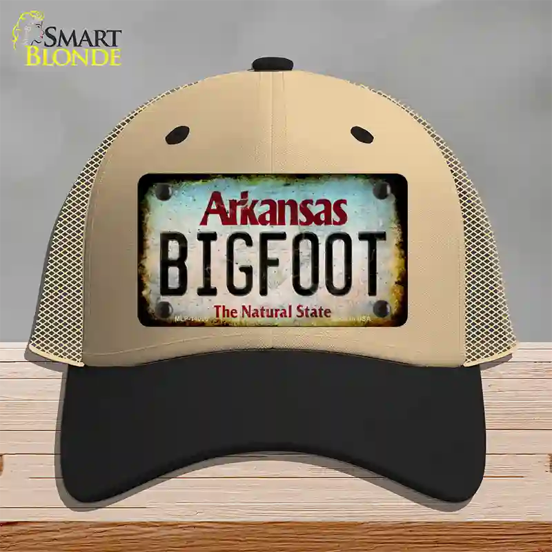 Bigfoot Arkansas Novelty License Plate Hat Tag Mesh / Khaki|Black