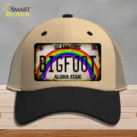 Bigfoot Hawaii Novelty License Plate Hat Tag Mesh / Khaki|Black