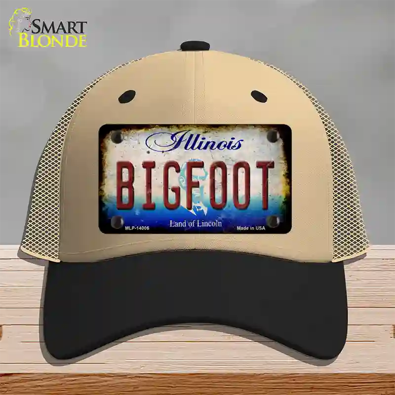 Bigfoot Illinois Novelty License Plate Hat Tag Mesh / Khaki|Black