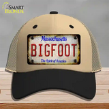 Bigfoot Massachusetts Novelty License Plate Hat Tag Mesh / Khaki|Black