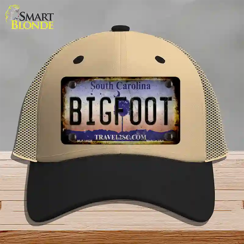 Bigfoot South Carolina Novelty License Plate Hat Tag Mesh / Khaki|Black