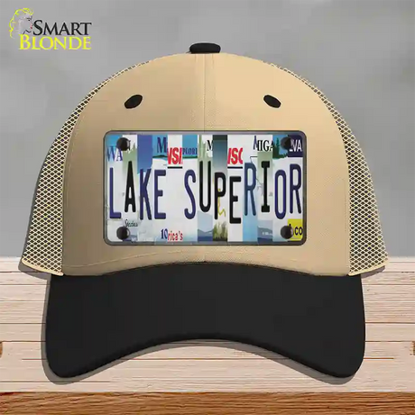 Lake Superior Strip Art Novelty License Plate Hat Tag Mesh / Khaki|Black