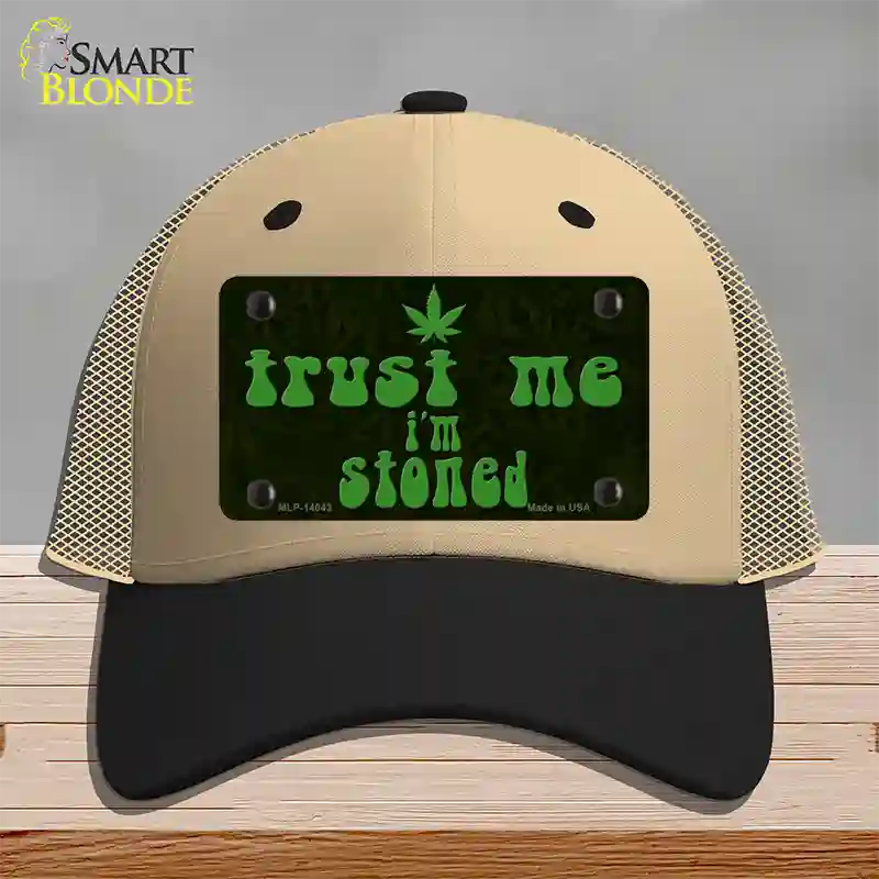 Trust Me Stoned Novelty License Plate Hat Mesh / Khaki|Black