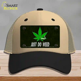 Just Do Weed Leaf Novelty License Plate Hat Mesh / Khaki|Black