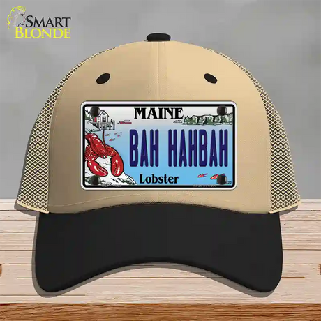 Bah Hahbah Maine Lobster Novelty License Plate Hat Mesh / Khaki|Black