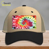 Red Swirl Tie-Dye Novelty License Plate Hat Mesh / Khaki|Black