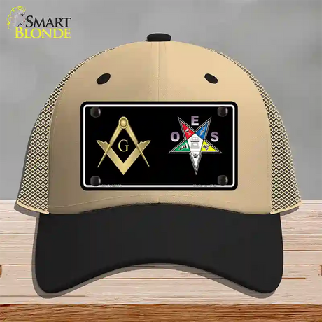 Free Mason OES Novelty License Plate Hat Mesh / Khaki|Black