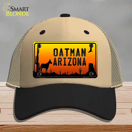 Oatman Arizona Scenic Background Novelty License Plate Hat Mesh / Khaki|Black