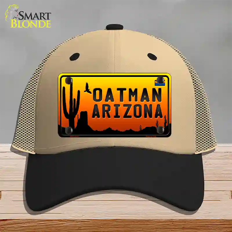 Oatman Flag Arizona Scenic Background Novelty License Plate Hat Mesh / Khaki|Black