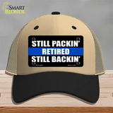 Still Packin Still Backin Police Line Novelty License Plate Hat Mesh / Khaki|Black