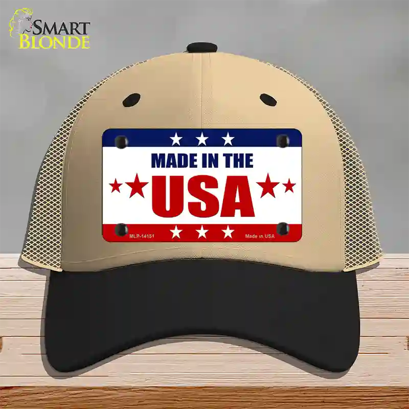 Made in the USA Novelty License Plate Hat Mesh / Khaki|Black