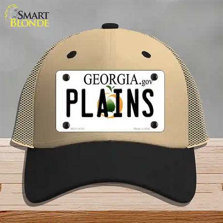 Plains Georgia Novelty License Plate Hat Mesh / Khaki|Black