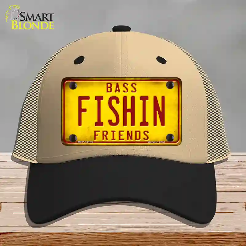 Fishin Friends Novelty License Plate Hat Mesh / Khaki|Black