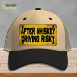 After Whiskey Driving Risky Novelty License Plate Hat Mesh / Khaki|Black