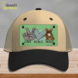 Peace Love Dogs Novelty License Plate Hat Mesh / Khaki|Black