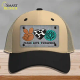 Peace Love Turquoise Novelty License Plate Hat Mesh / Khaki|Black