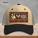 Peace Love Fall Novelty License Plate Hat Mesh / Khaki|Black