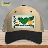 Peace Love Pineapple Novelty License Plate Hat Mesh / Khaki|Black