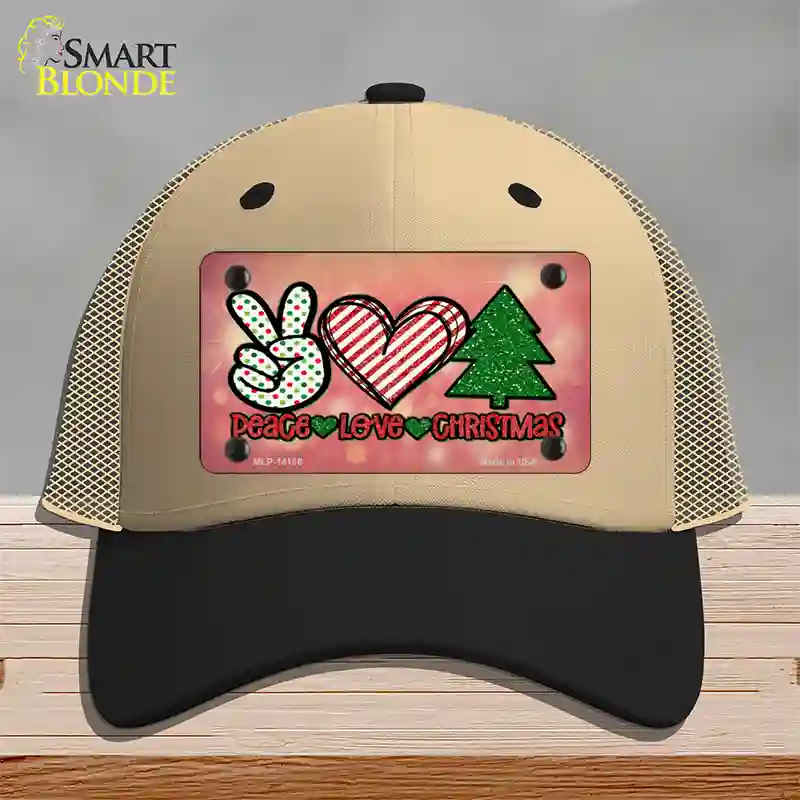 Peace Love Christmas Novelty License Plate Hat Mesh / Khaki|Black