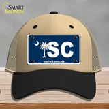 SC South Carolina Flag Novelty License Plate Hat Mesh / Khaki|Black