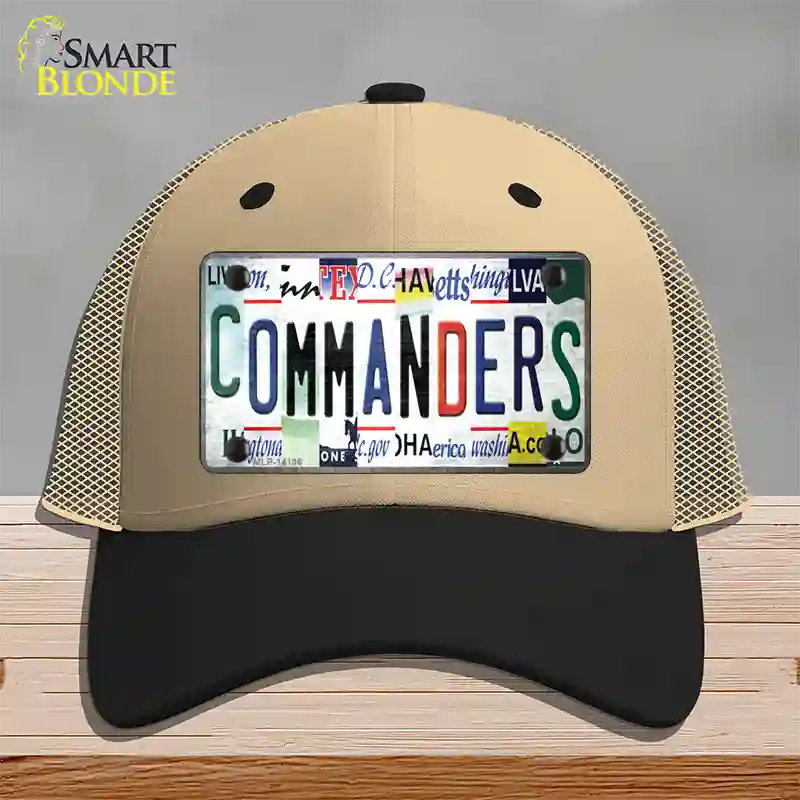 Commanders Strip Art Novelty License Plate Hat Mesh / Khaki|Black