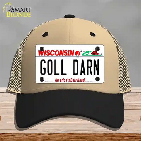 Goll Darn Wisconsin Novelty License Plate Hat Mesh / Khaki|Black