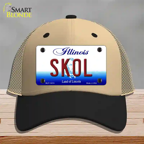 Skol Illinois Novelty License Plate Hat Mesh / Khaki|Black