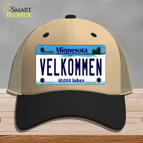 Velkommen Minnesota Novelty License Plate Hat Mesh / Khaki|Black