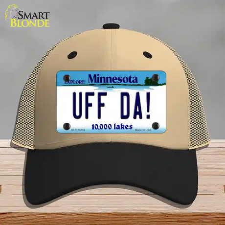 Uff Da Minnesota Novelty License Plate Hat Mesh / Khaki|Black