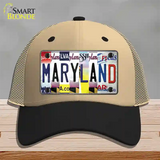 Maryland Strip Art Novelty License Plate Hat Mesh / Khaki|Black