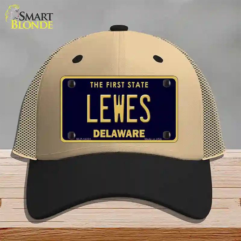 Lewes Delaware Novelty License Plate Hat Mesh / Khaki|Black