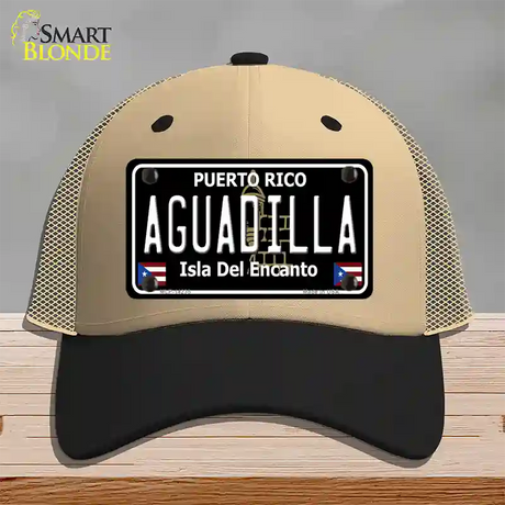 Aguadilla Puerto Rico Black Novelty License Plate Hat Mesh / Khaki|Black