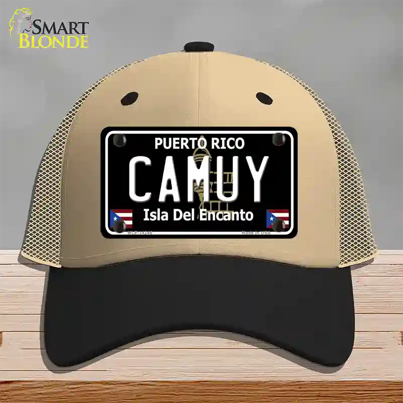 Camuy Puerto Rico Black Novelty License Plate Hat Mesh / Khaki|Black