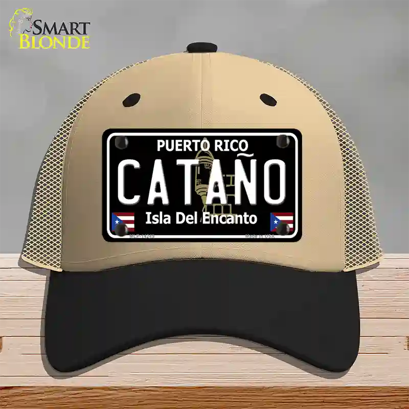 Catano Puerto Rico Black Novelty License Plate Hat Mesh / Khaki|Black