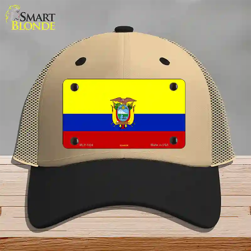 Ecuador Flag Novelty License Plate Hat Mesh / Khaki|Black