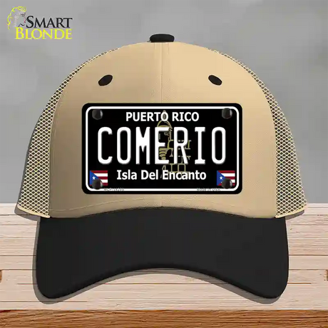 Comerio Puerto Rico Black Novelty License Plate Hat Mesh / Khaki|Black