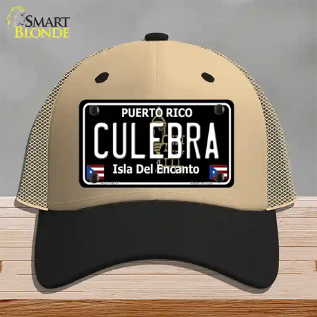 Culebra Puerto Rico Black Novelty License Plate Hat Mesh / Khaki|Black