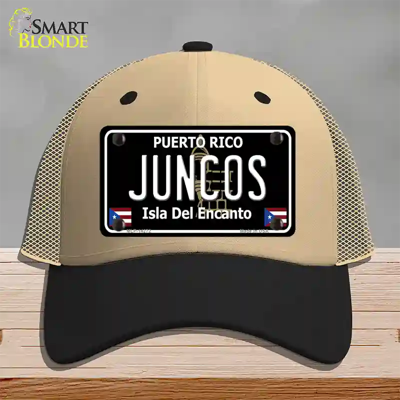 Juncos Puerto Rico Black Novelty License Plate Hat Mesh / Khaki|Black