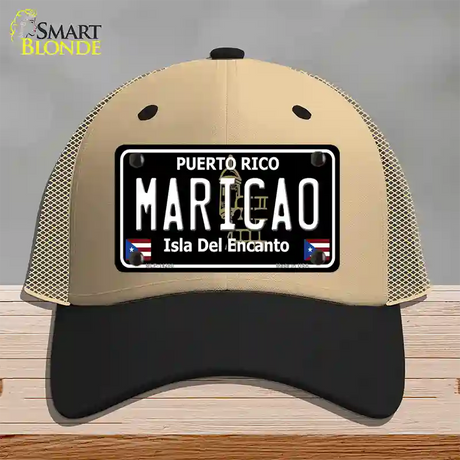 Maricao Puerto Rico Black Novelty License Plate Hat Mesh / Khaki|Black