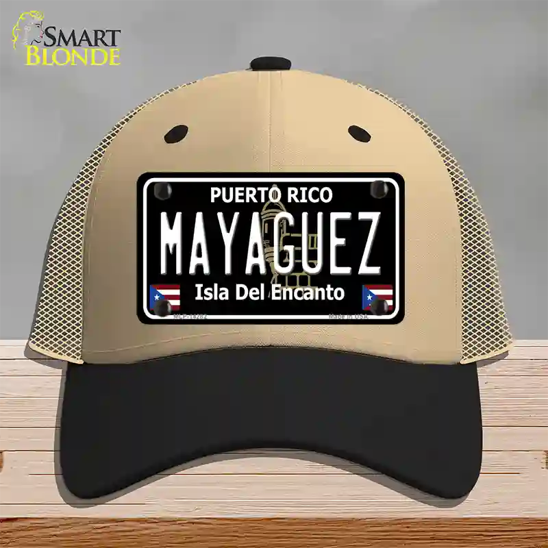 Mayaguez Puerto Rico Black Novelty License Plate Hat Mesh / Khaki|Black