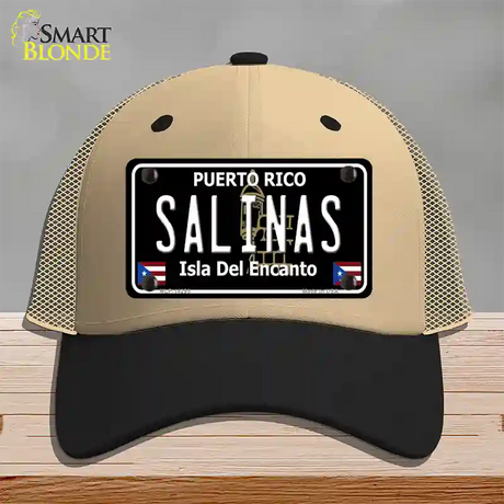 Salinas Puerto Rico Black Novelty License Plate Hat Mesh / Khaki|Black