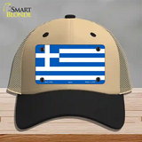 Greece Flag Novelty License Plate Hat Mesh / Khaki|Black