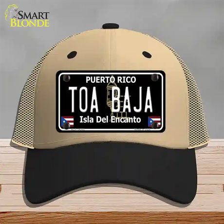 Toa Baja Puerto Rico Black Novelty License Plate Hat Mesh / Khaki|Black