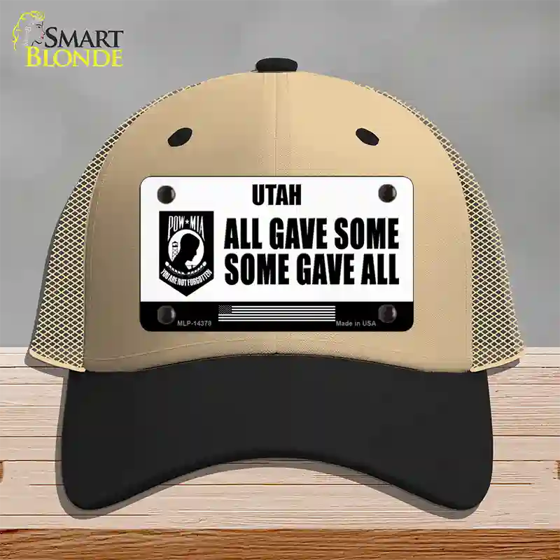 Utah POW MIA Some Gave All Novelty License Plate Hat Mesh / Khaki|Black