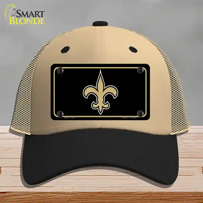 Fleur de lis Novelty License Plate Hat Mesh / Khaki|Black