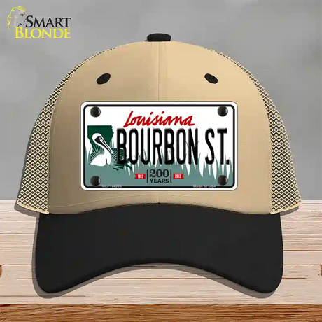 Bourbon St Louisiana Novelty License Plate Hat Mesh / Khaki|Black